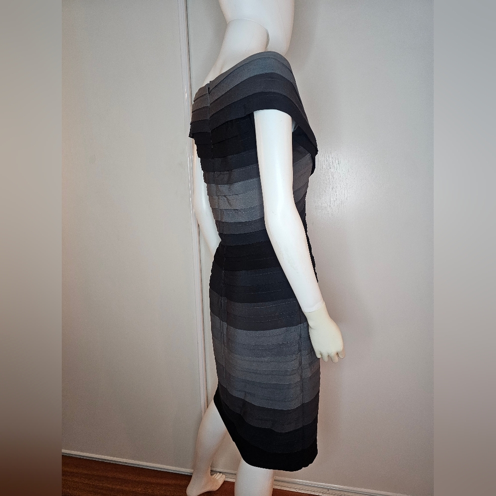 Tadashi Shoji Elegant Black and Gray Off-Shoulder Dress Size M - Picture 3 of 8